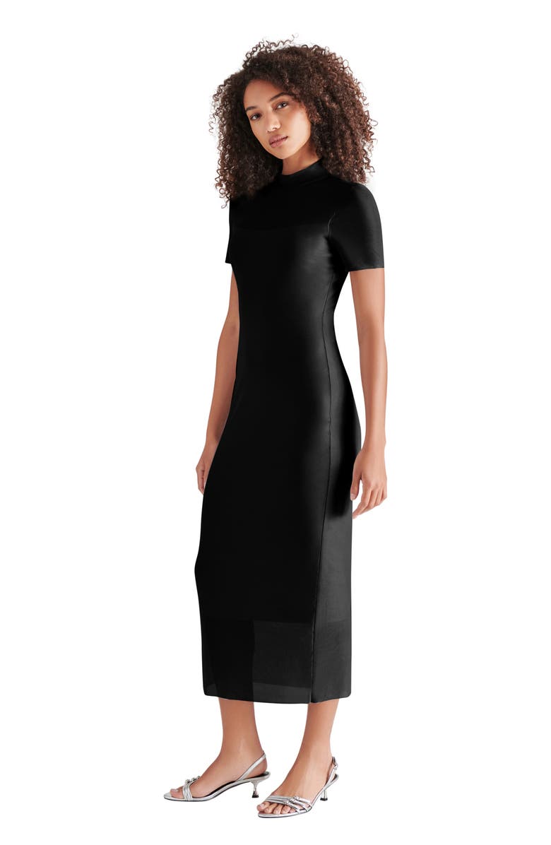 Steve Madden Viv Solid Mesh Midi Dress, Alternate, color, Black