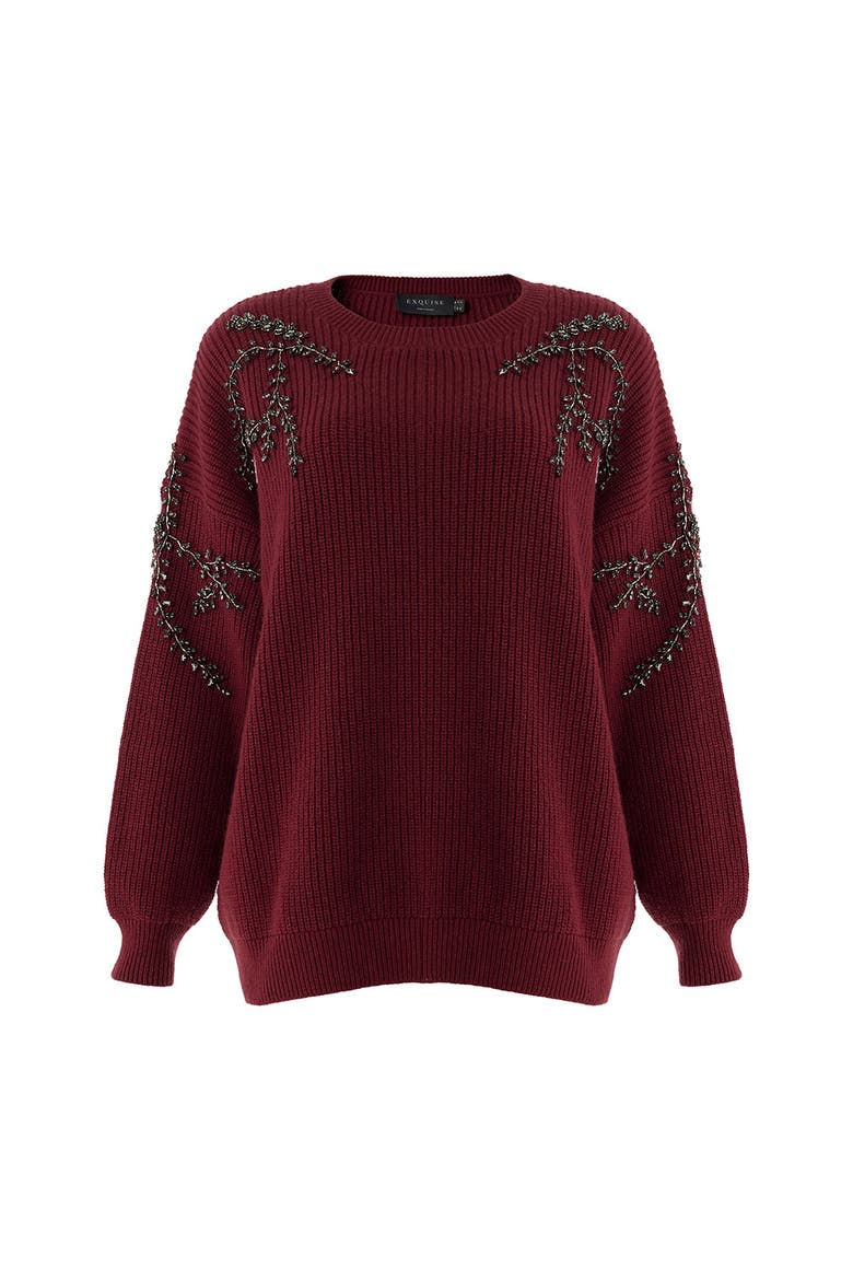Grace Embroid Sweater, Alternate, color, RED