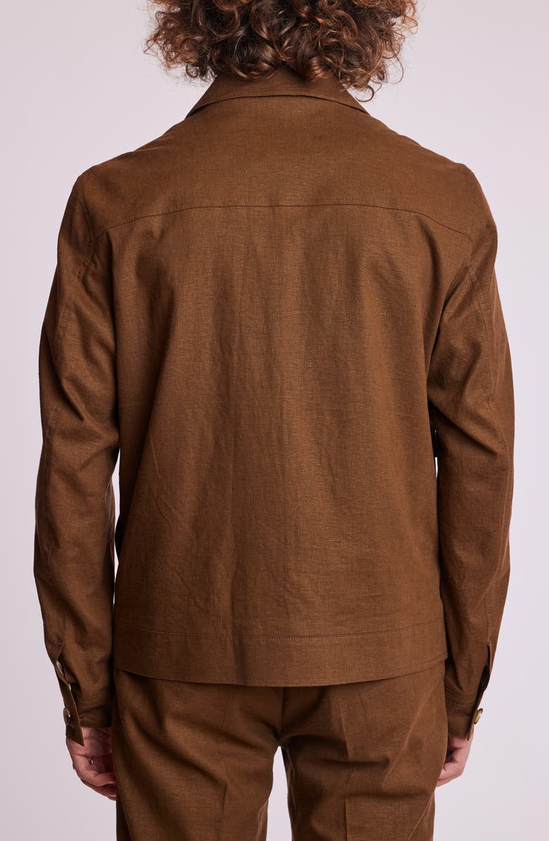 PAISLEY & GRAY Milo Slim Fit Linen Blend Bomber Jacket, Alternate, color, Brown Linen