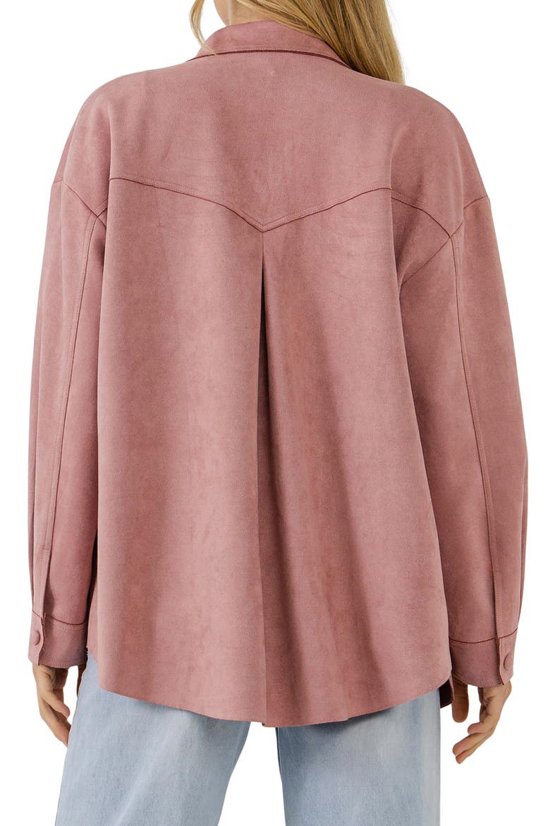 Free the Roses Faux Suede Shacket, Alternate, color, PINK