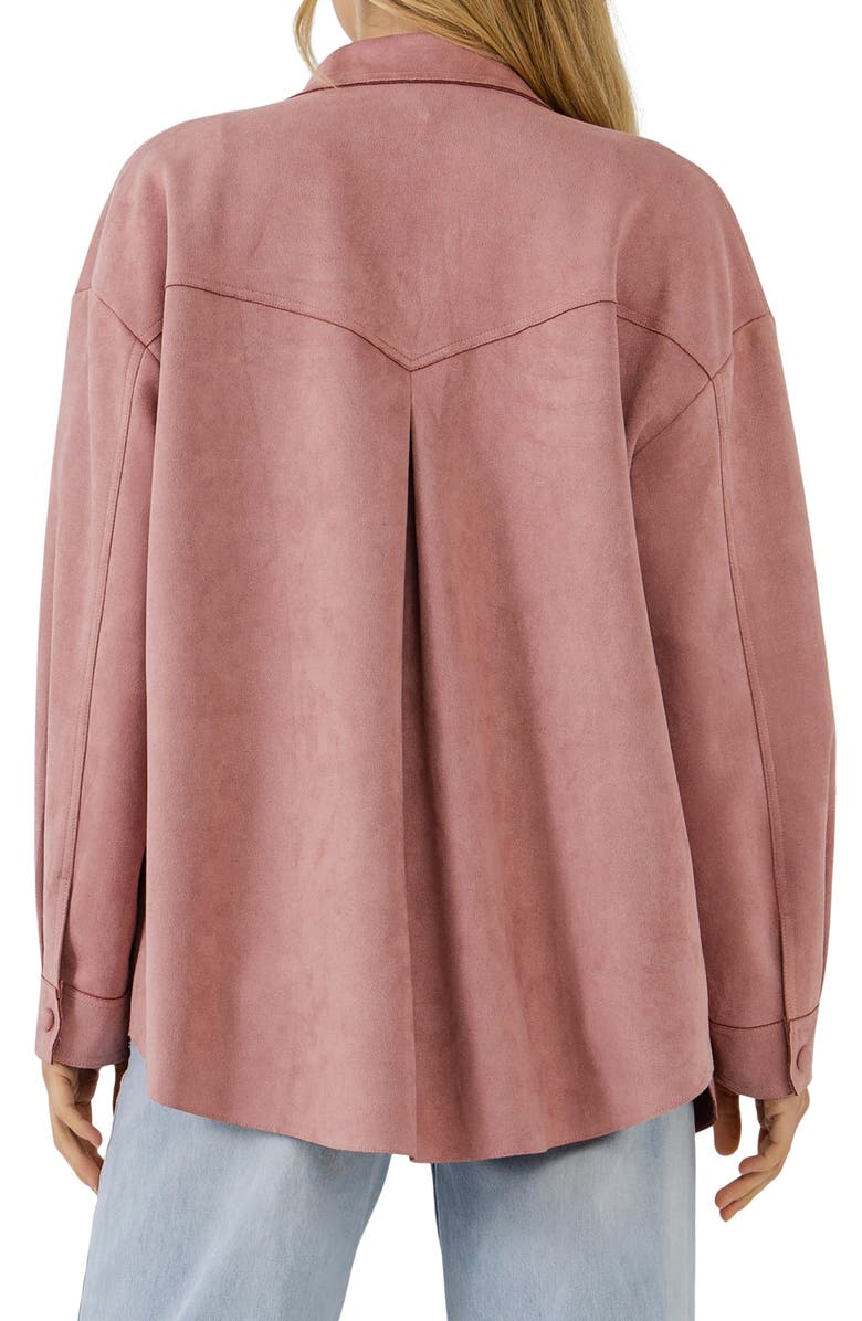 Endless Rose Free the Roses Faux Suede Shacket, Alternate, color, Pink