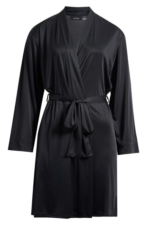 Natori Aphrodite Satin Robe In Black
