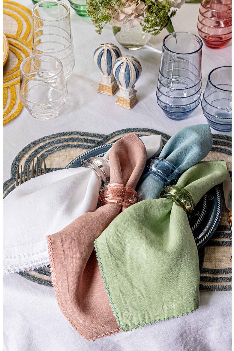 Set of 4 Berry Scallop Linen Napkins, Alternate, color, WHITE