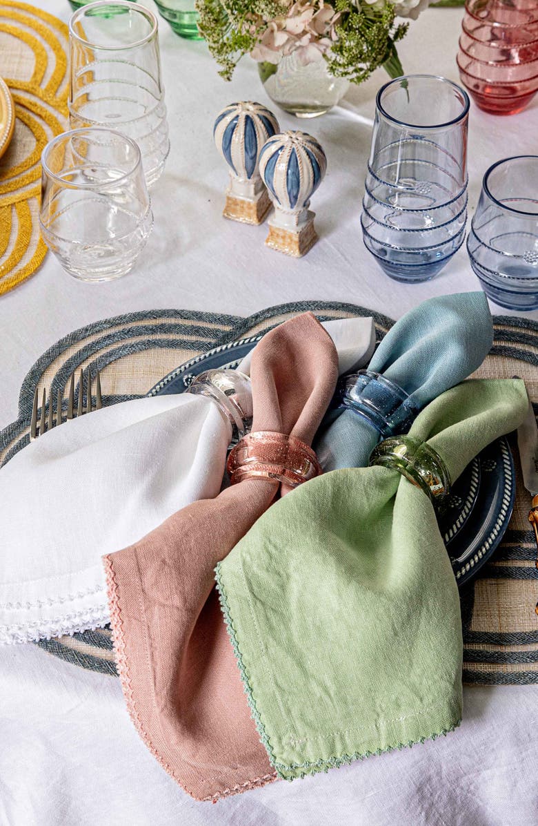 Juliska Set of 4 Berry Scallop Linen Napkins, Alternate, color, White