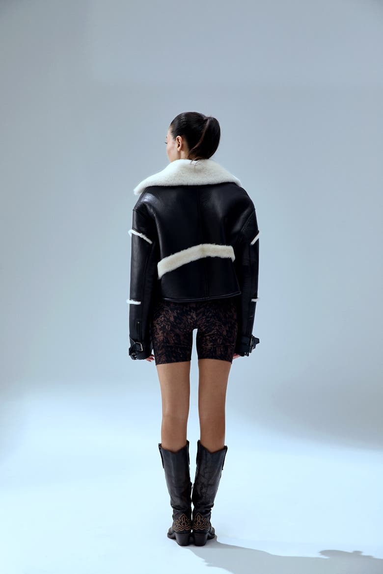 Your *Itch Furry Leather Jacket, Alternate, color, BLACK