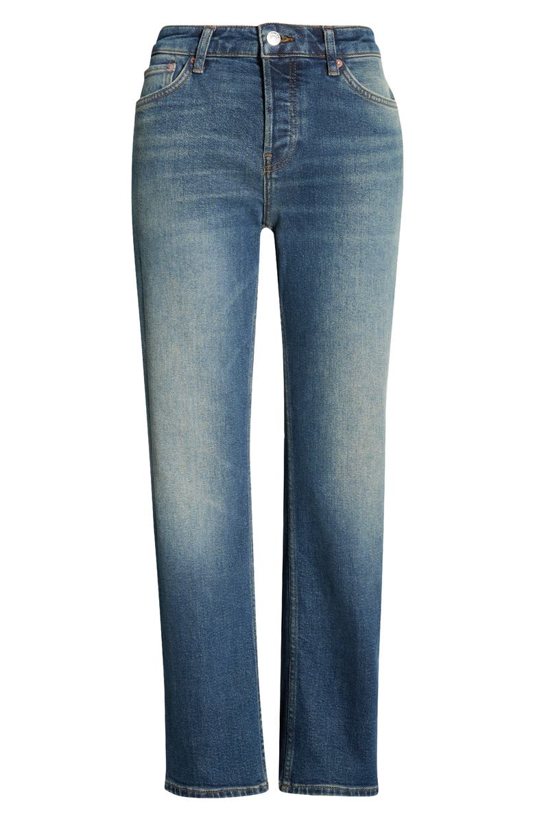 Re/Done Slim Straight Crop Jeans, Main, color, Smoke Water
