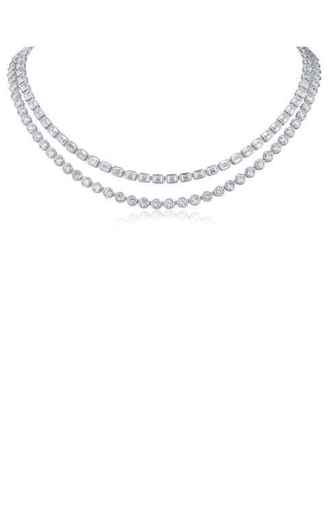 Dual Layer Cubic Zirconia Tennis Necklace