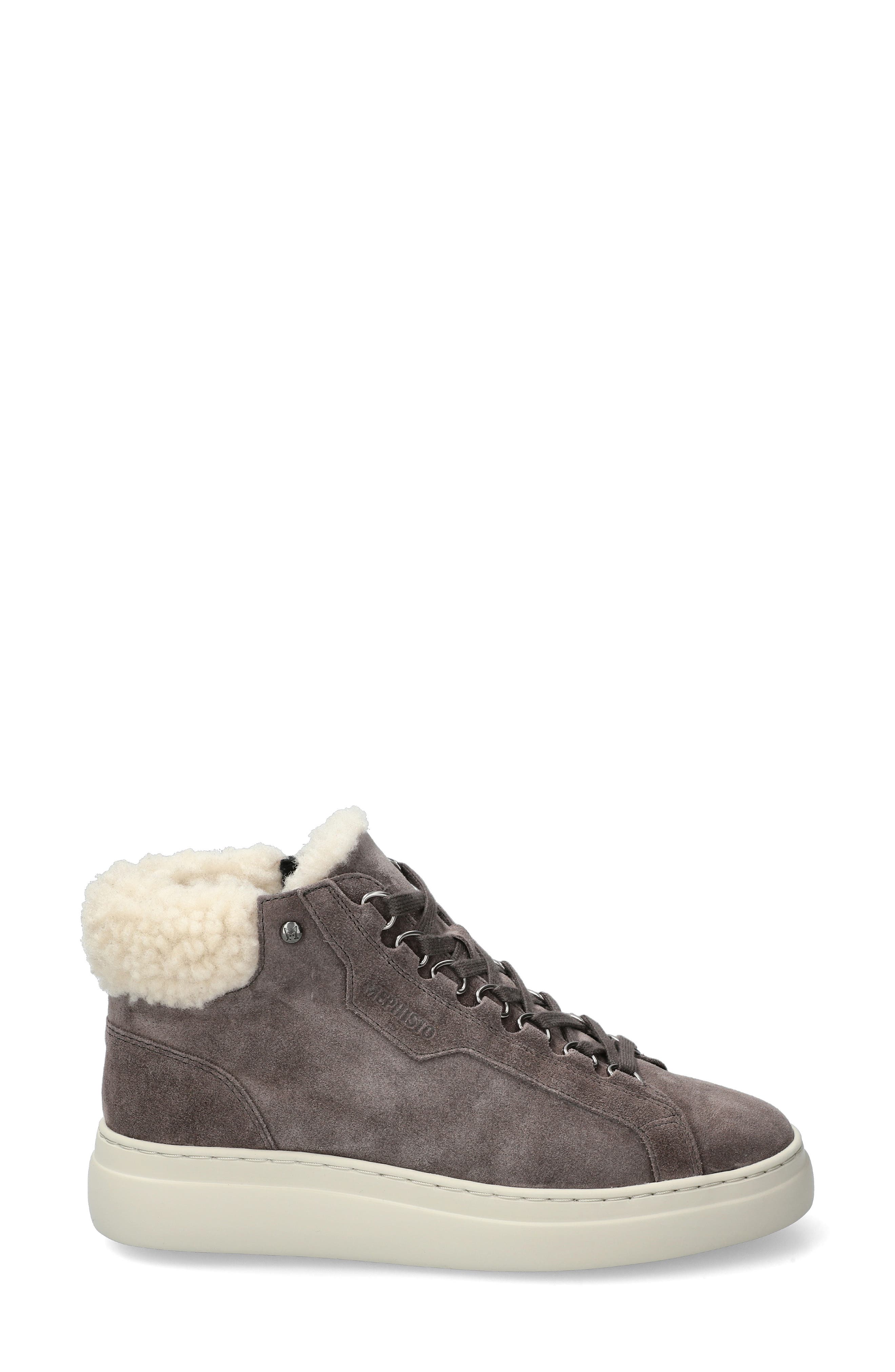 Dolie Genuine Shearling Lace-Up Sneaker, Alternate, color, DARK GREY VL3652