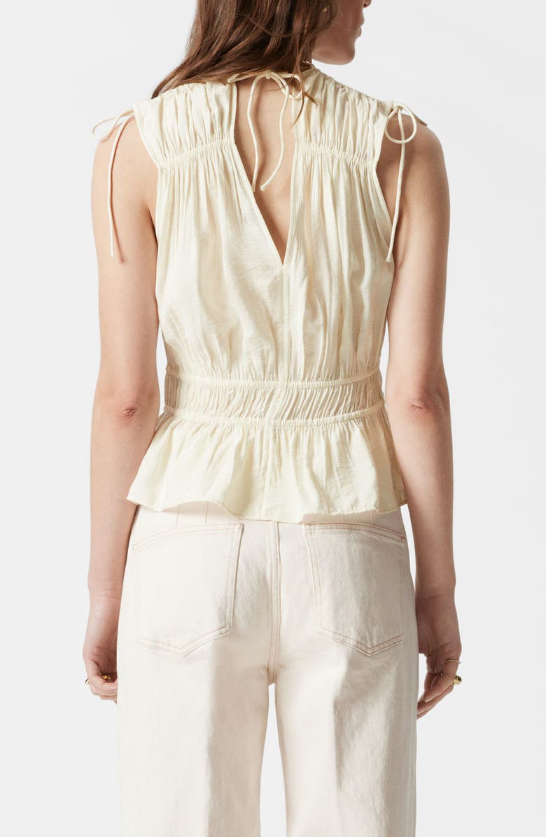 & Other Stories Drawstring Tie Shirred Waist Top, Alternate, color, White Dusty Light