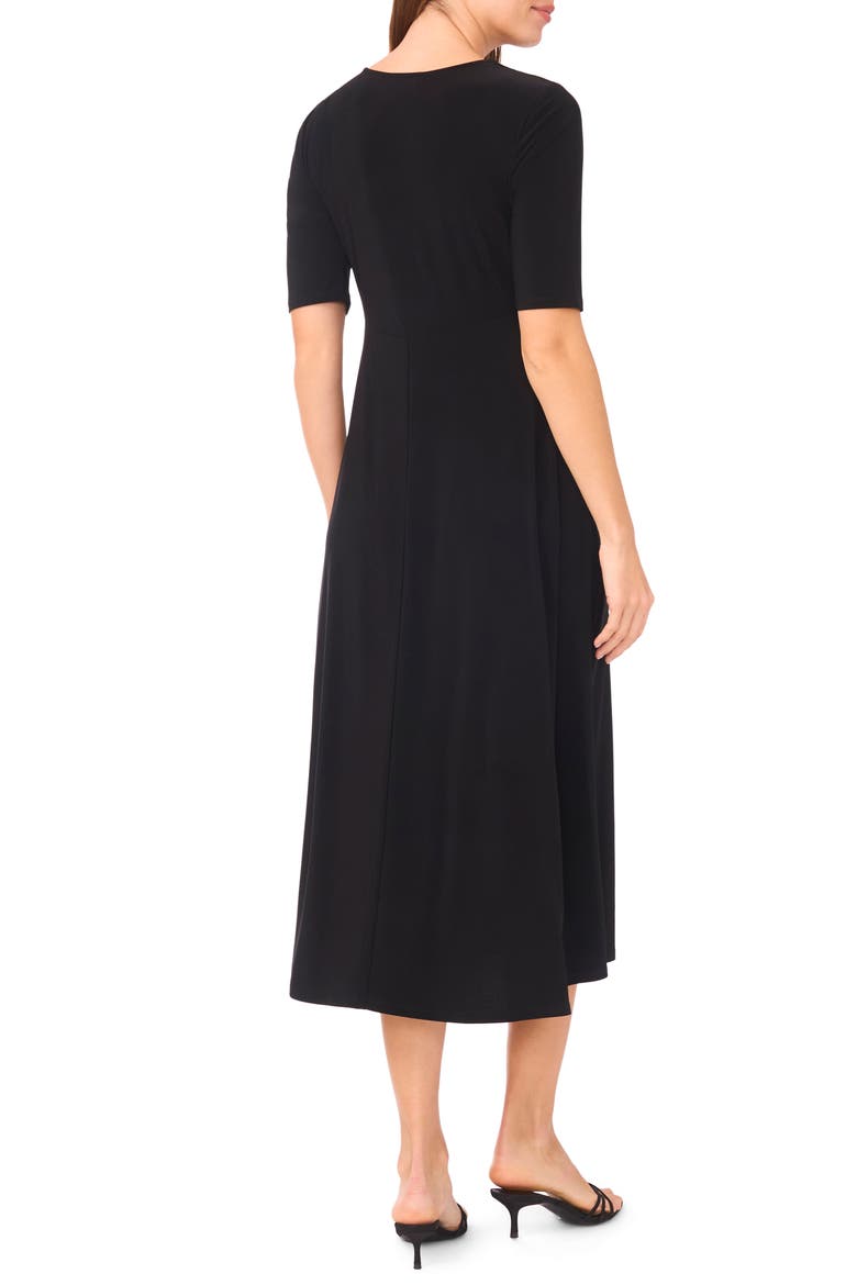 Button Front Midi Dress, Alternate, color, BLACK