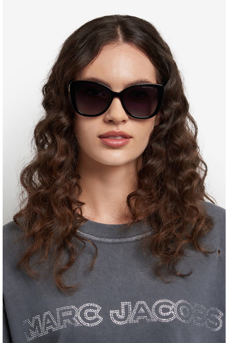 55mm Gradient Cat Eye Sunglasses, Alternate, color, BLACK/ DARK GREY