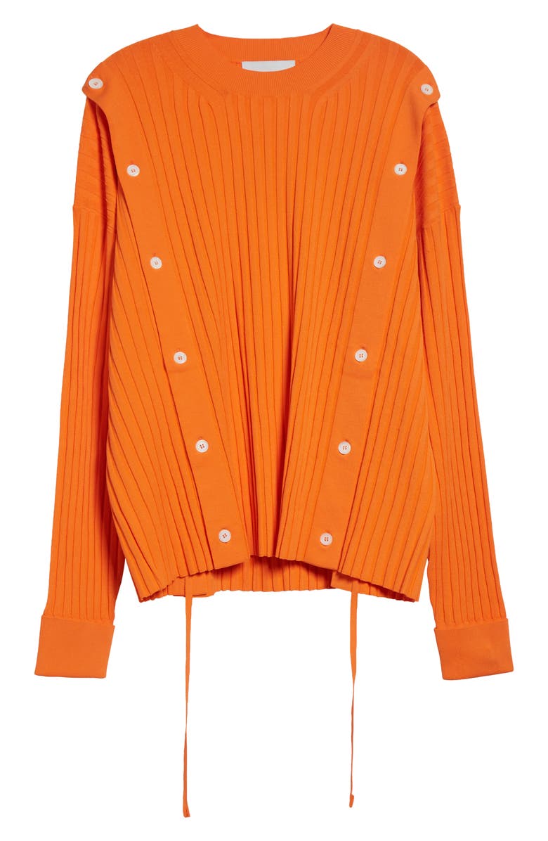 SETCHU Button Detail Rib Crewneck Sweater, Main, color, Sunrise Orange