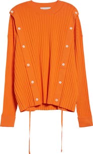 SETCHU Button Detail Rib Crewneck Sweater