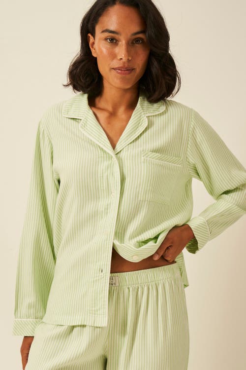 Stripe & Stare Ecovero Pyjama Top In Green