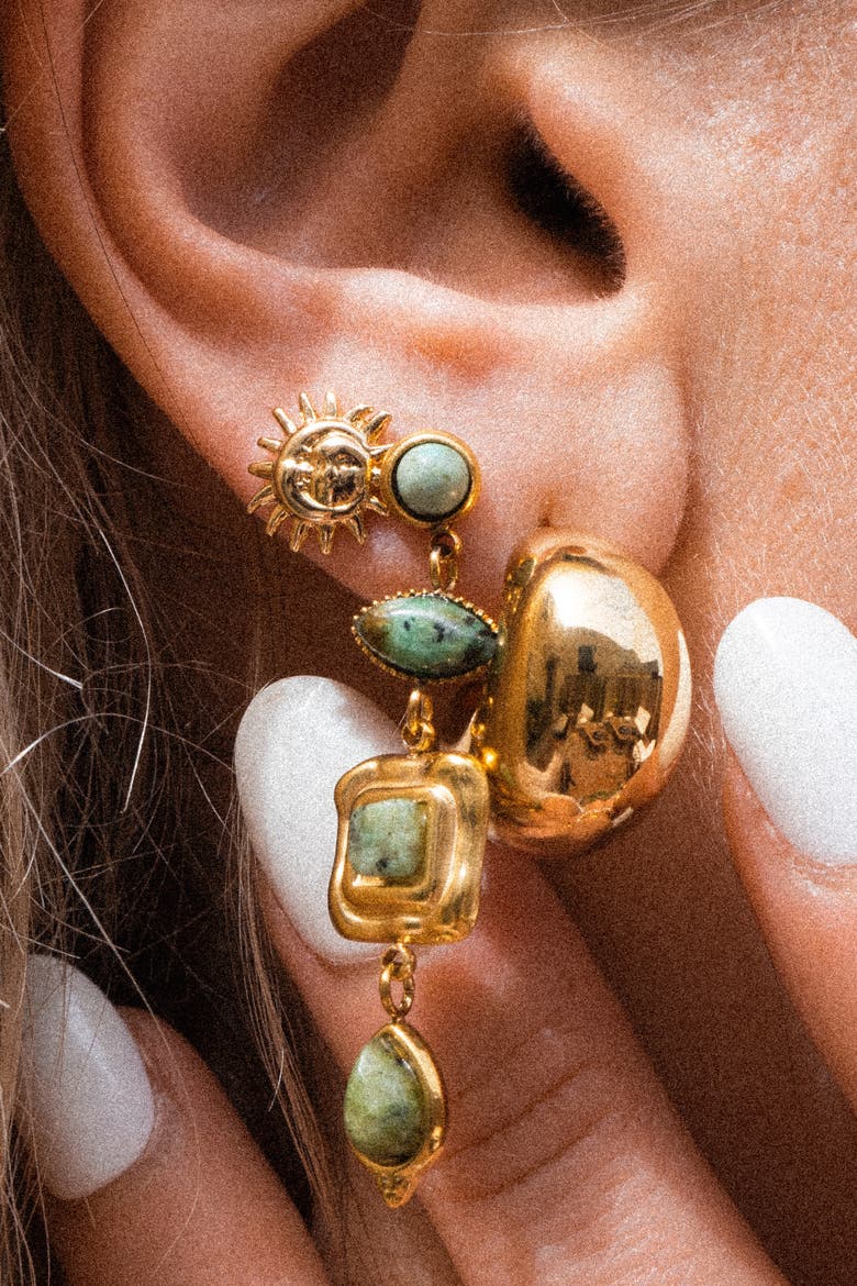 Richie Earrings, Alternate, color, Gold