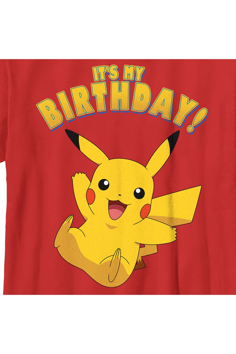 Boy's Pokemon Pikachu It's My Birthday  Graphic T-Shirt, Alternate, color, Red