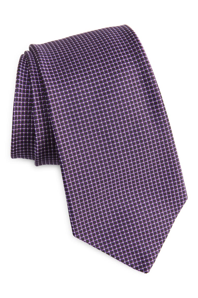 Bond St. Solid Silk Tie, Main, color, NAVY/ PURPLE