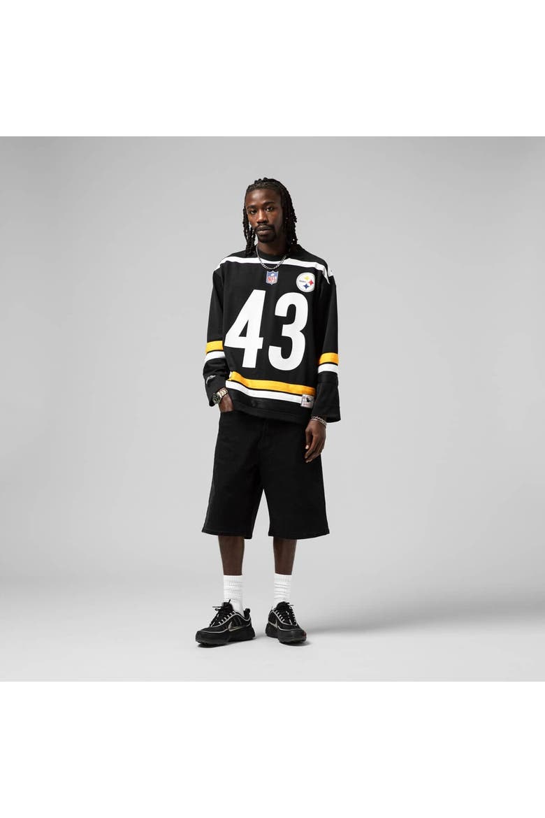 Men's Mitchell & Ness Troy Polamalu Black Pittsburgh Steelers Maxxed Out Fashion Hockey Jersey, Alternate, color, Black