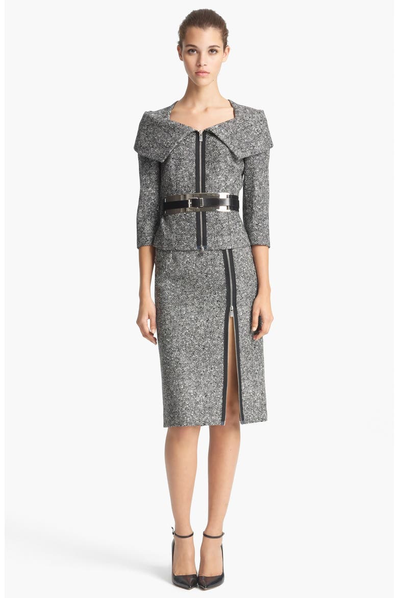 Origami Collar Tweed Jacket, Alternate, color, BLACK/ WHITE