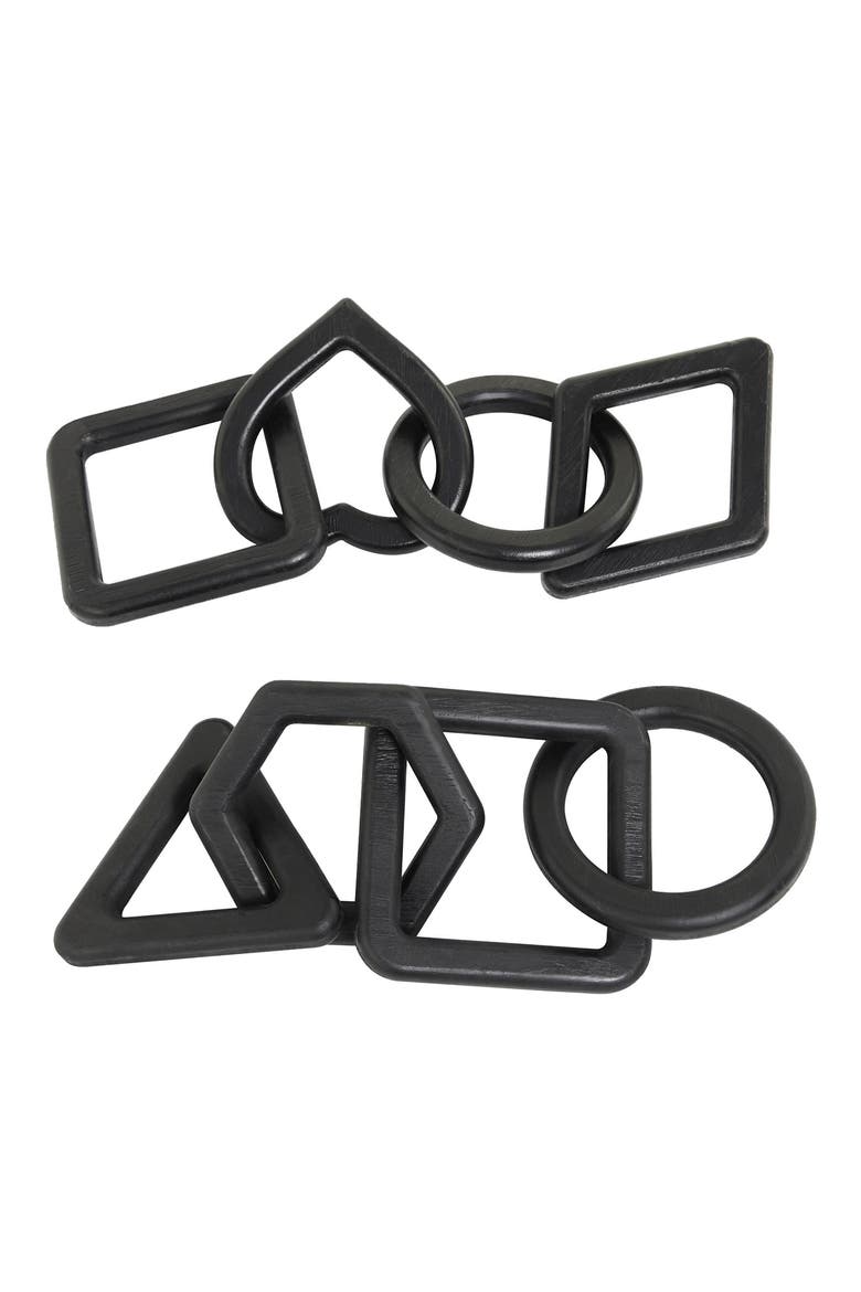 Set of 2 Chain Link Sculptures, Alternate, color, BLACK