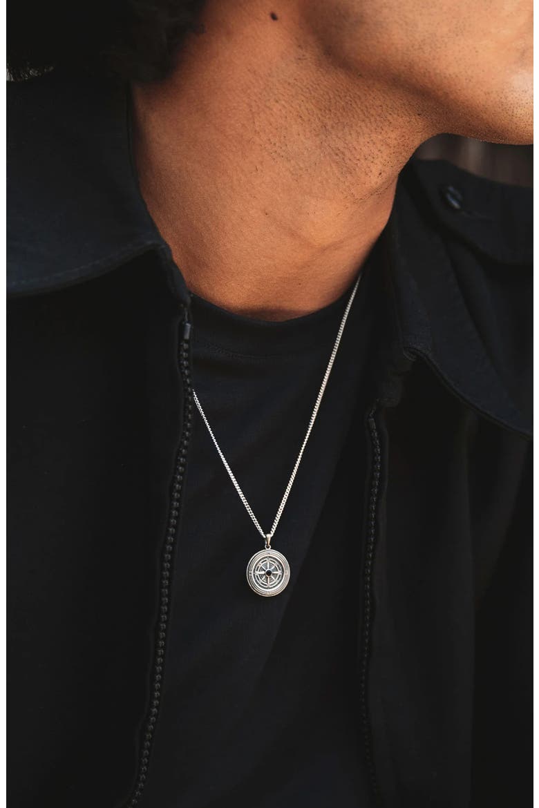 Men's Compass Pendant Necklace, Alternate, color, SILVER