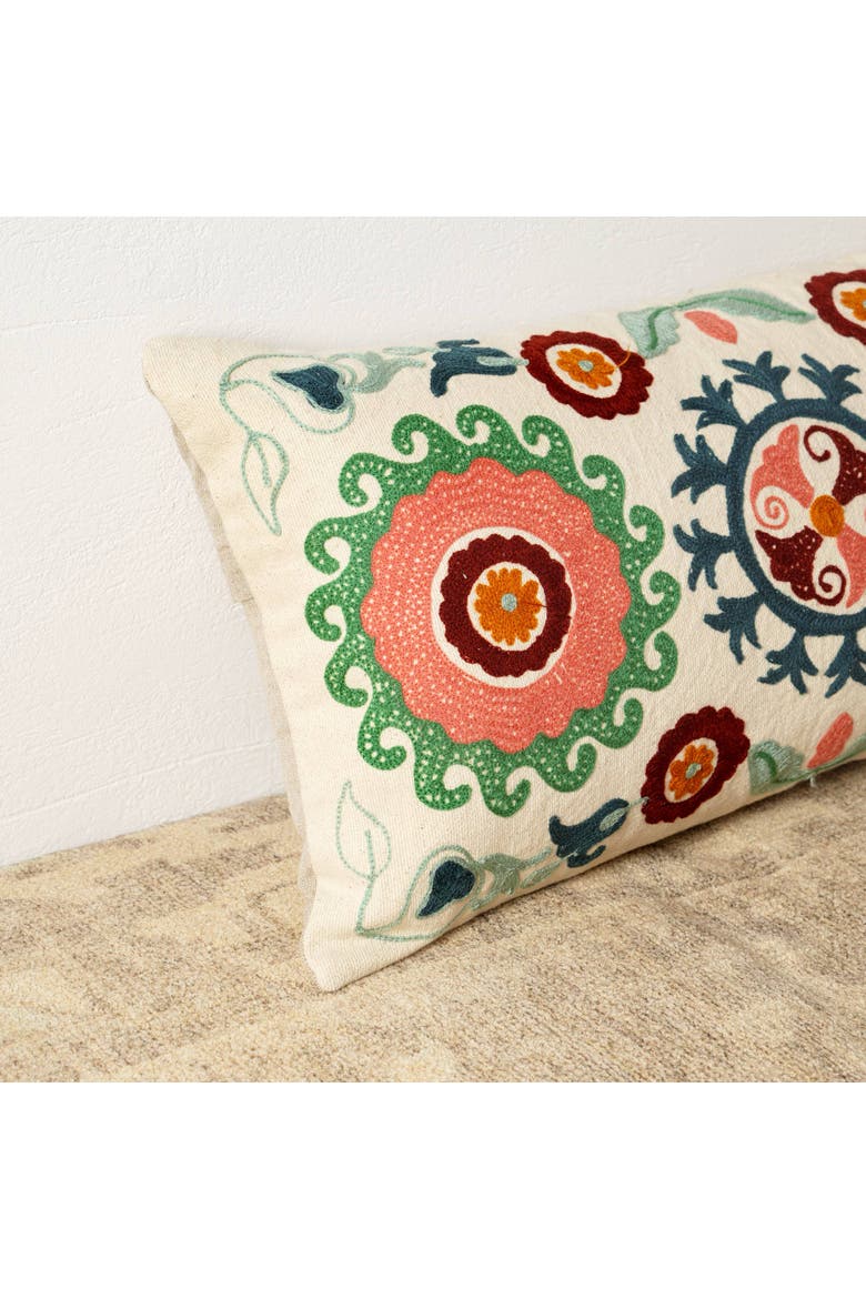 Suzani Embroidered Multicolor Lumbar Throw Pillow, Alternate, color, Multi