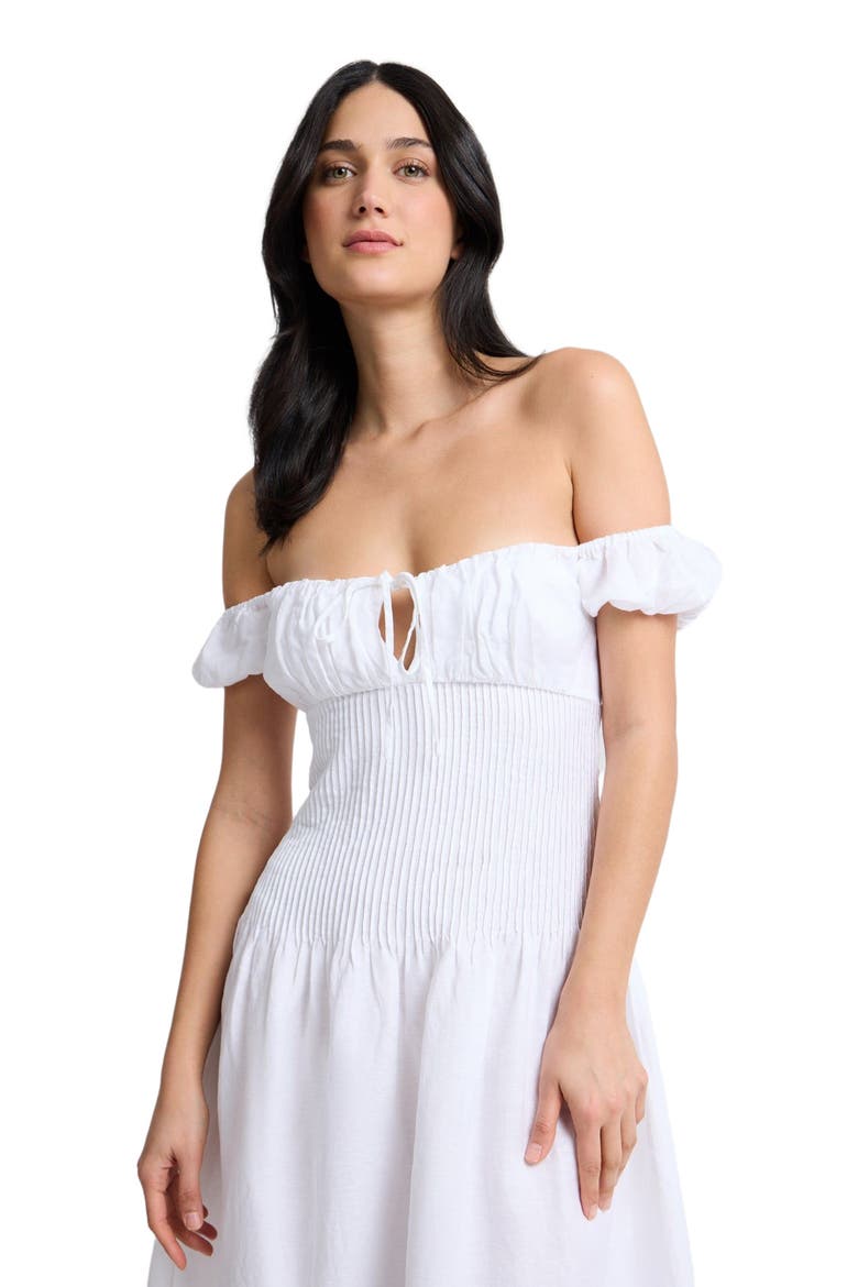 Off-Shoulder Midi Dress, Alternate, color, White
