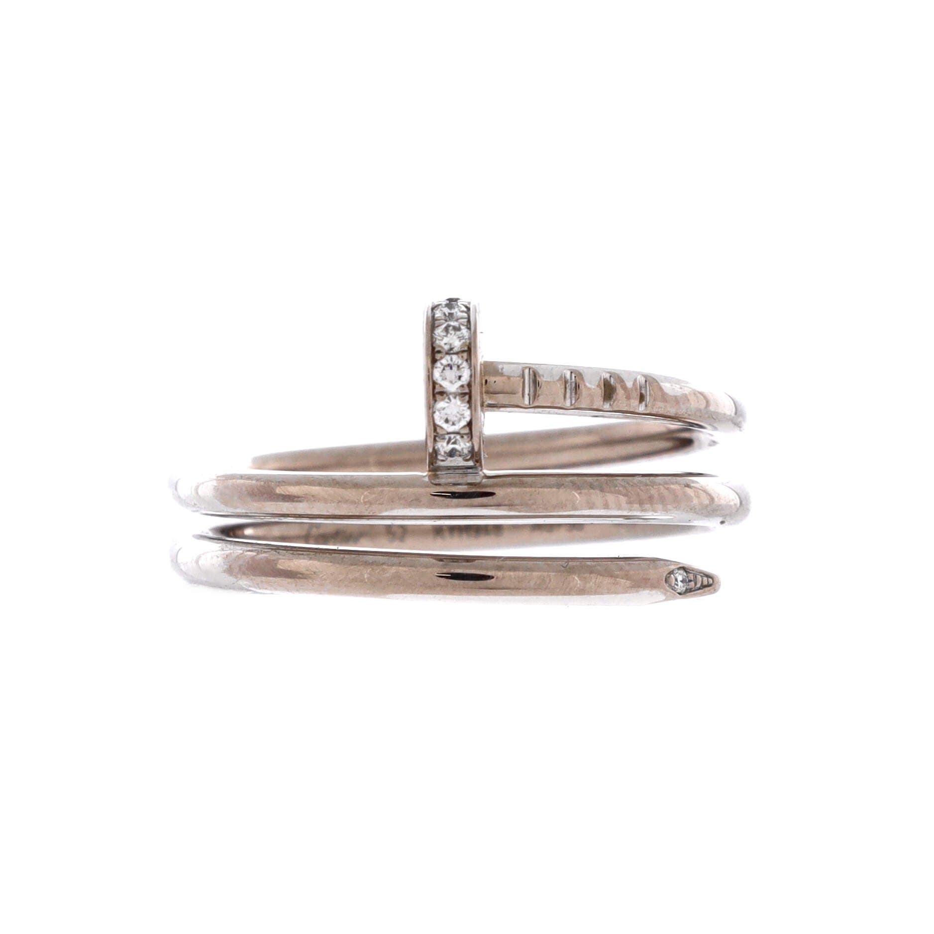 Juste un Clou Double Ring 18K White Gold and Diamonds Small, Main, color, Metallic Gold