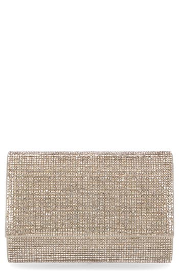 Jessica Mcclintock Alexis Rhinestone Crossbody Clutch In Gold