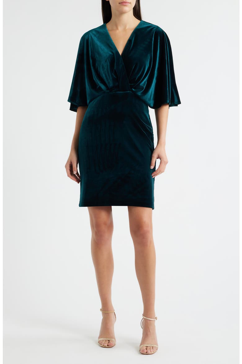 Dolman Sleeve Velvet Sheath Dress, Main, color, HUNTER
