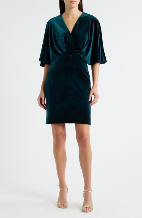Dolman Sleeve Velvet Sheath Dress
