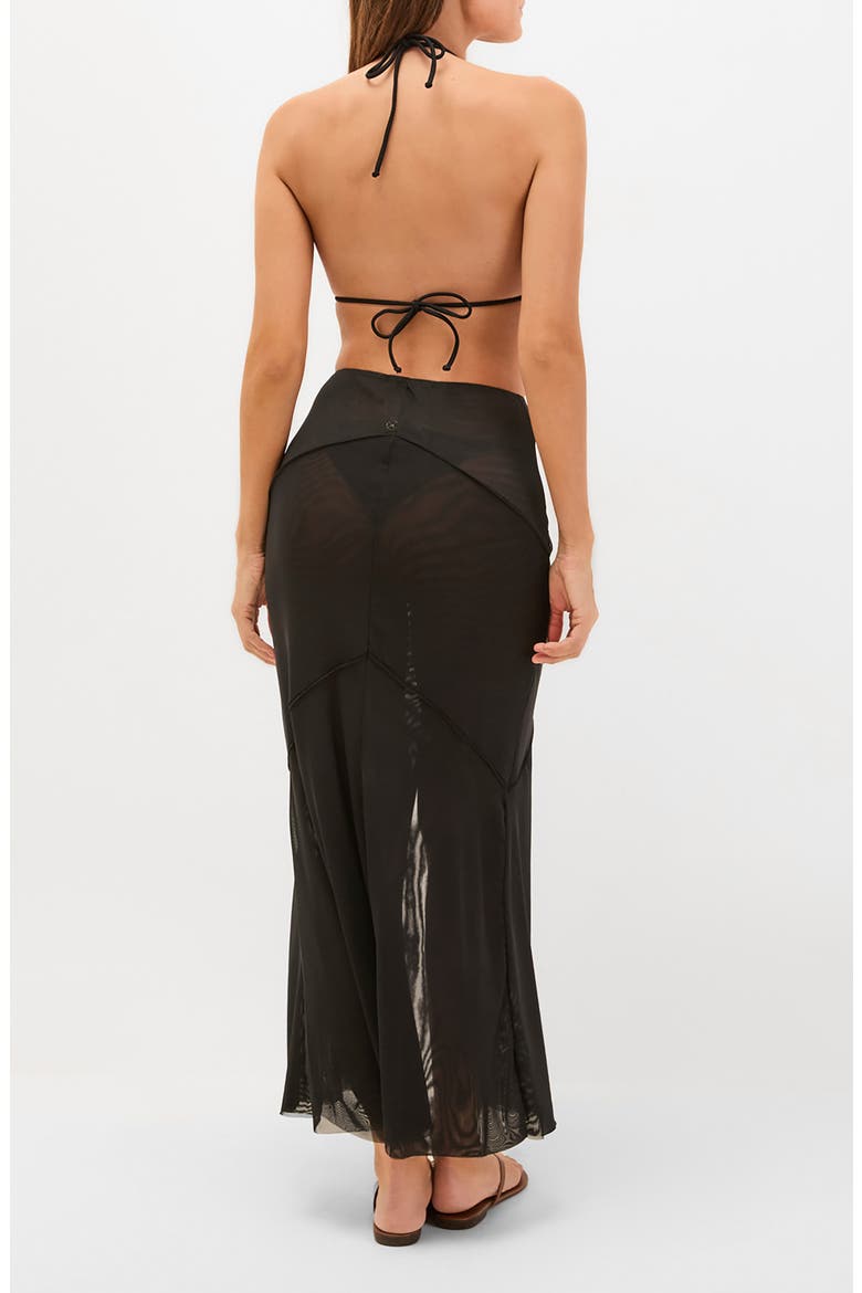 Taly Semisheer Mesh Cover-Up Maxi Skirt, Alternate, color, BLACK
