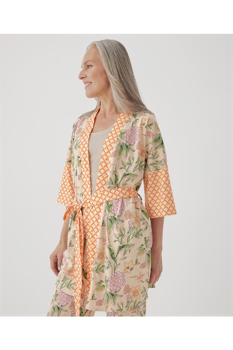 Organic Staycation Short Robe, Alternate, color, Hummingbird Floral