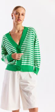 Brodie Pure Cashmere Beach Stripe 100% Cashmere Cardigan