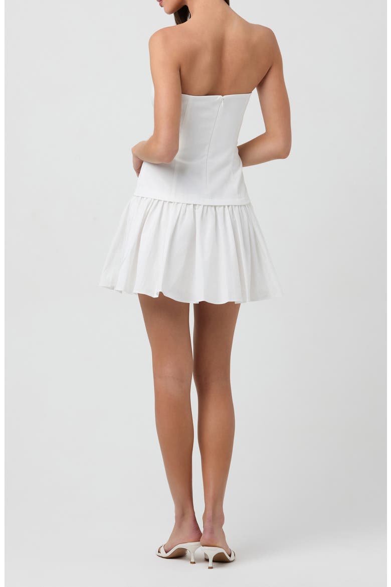 Strapless Mixed Media Minidress, Alternate, color, WHITE