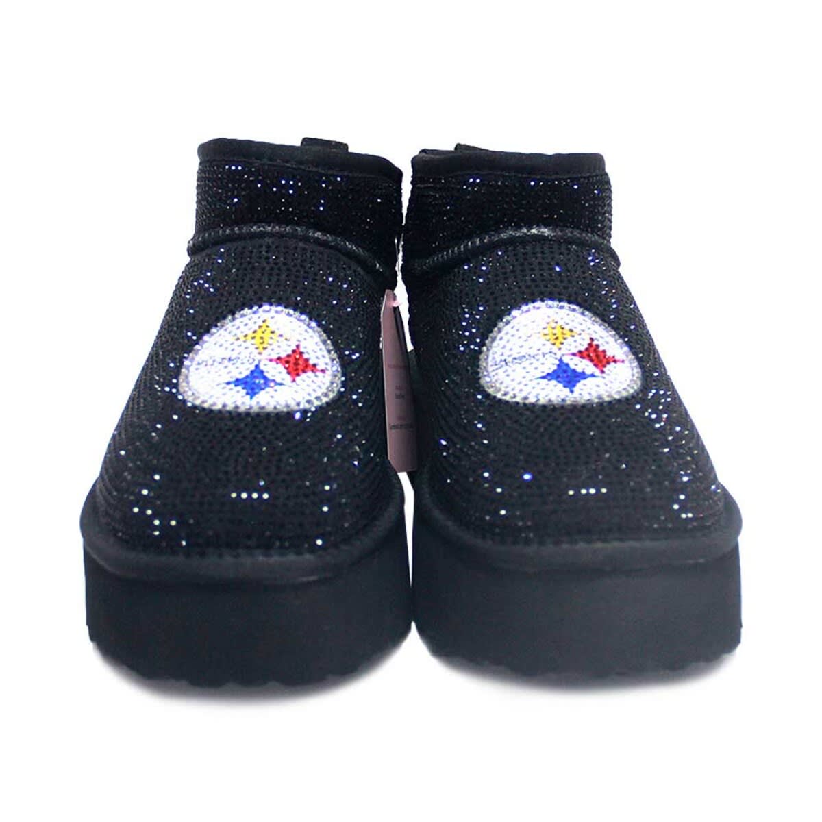 CUCE Women's Cuce Black Pittsburgh Steelers Crystal Platform Boots, Alternate, color, 