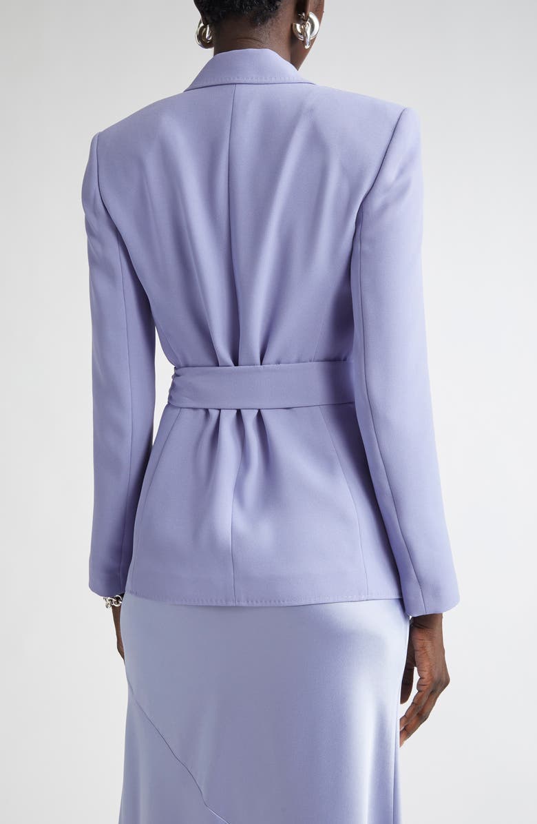 ST. JOHN Belted Satin Back Crepe Wrap Jacket, Alternate, color, Iris