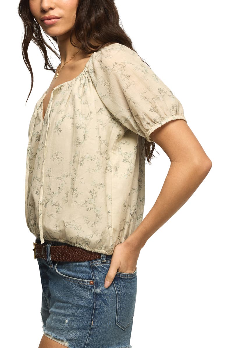 Lucky Brand Bubble Hem Top, Alternate, color, Green Floral