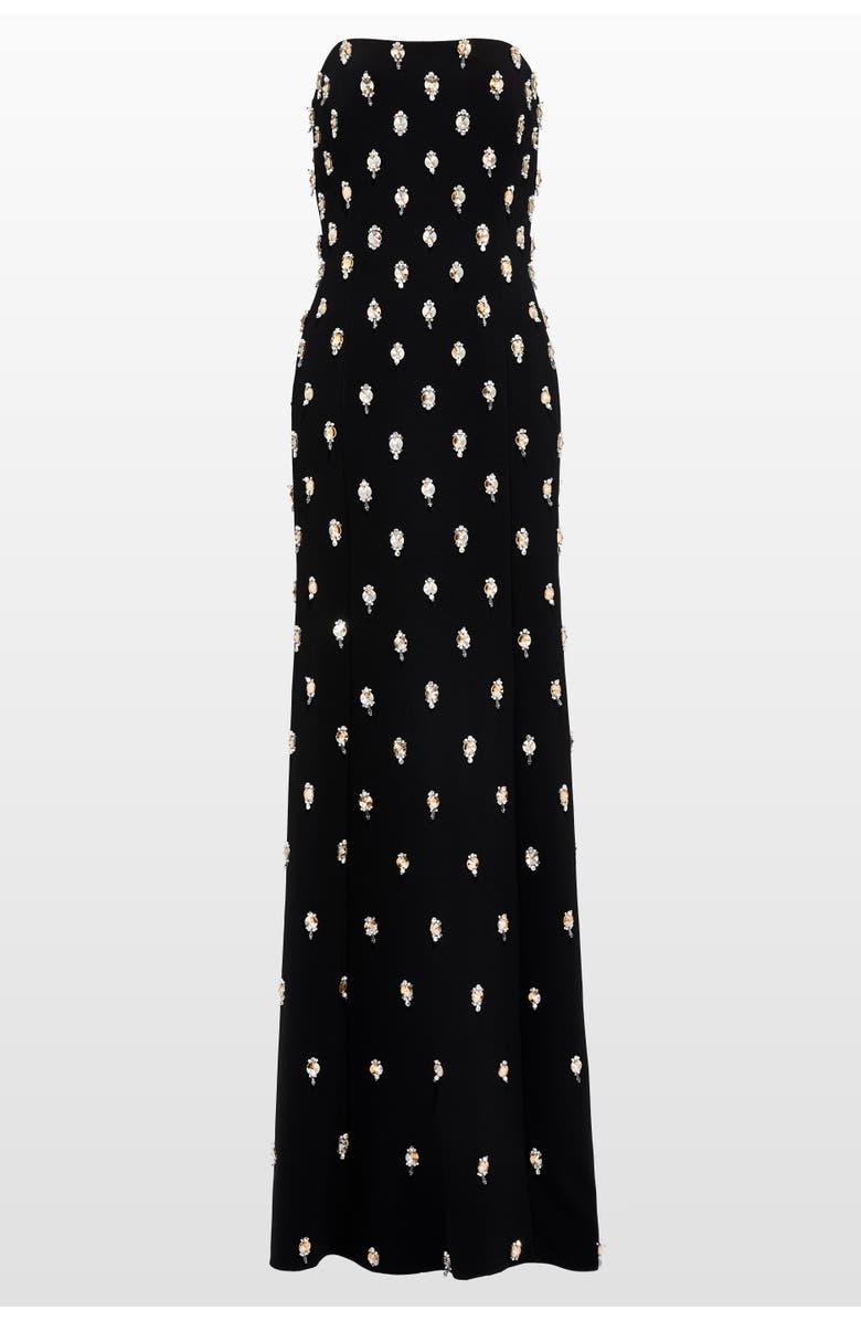 Jenny Packham Snowdrop Embellished Strapless Maxi Dress, Main, color, Liquorice