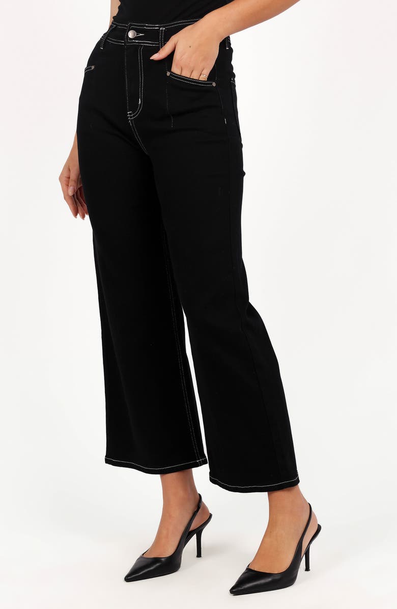 Petal & Pup Parson Topstitch Detail Crop Wide Leg Pants, Alternate, color, Black