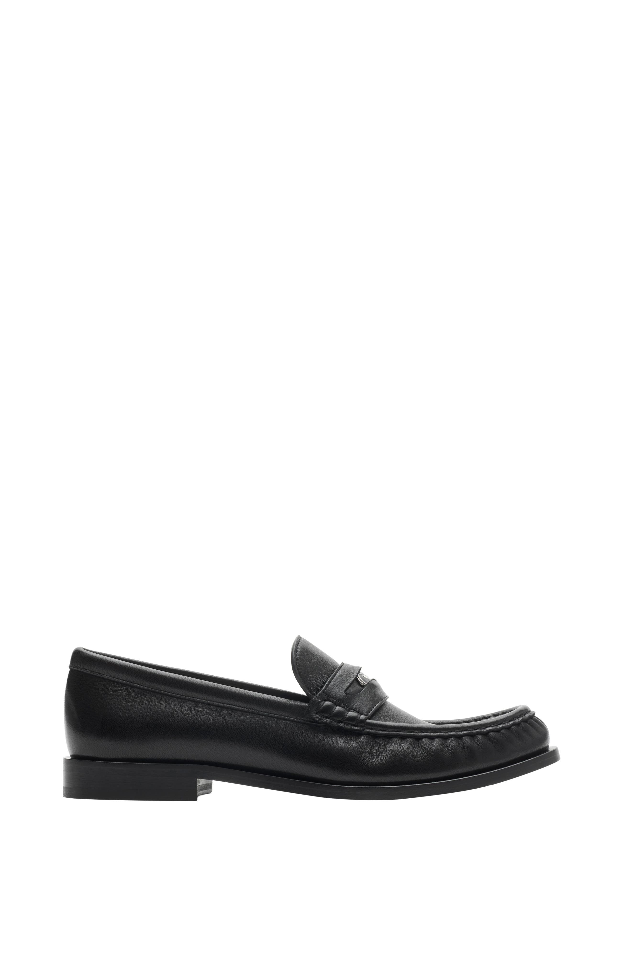 Burberry Leather Cadet Loafers, Main, color, Black