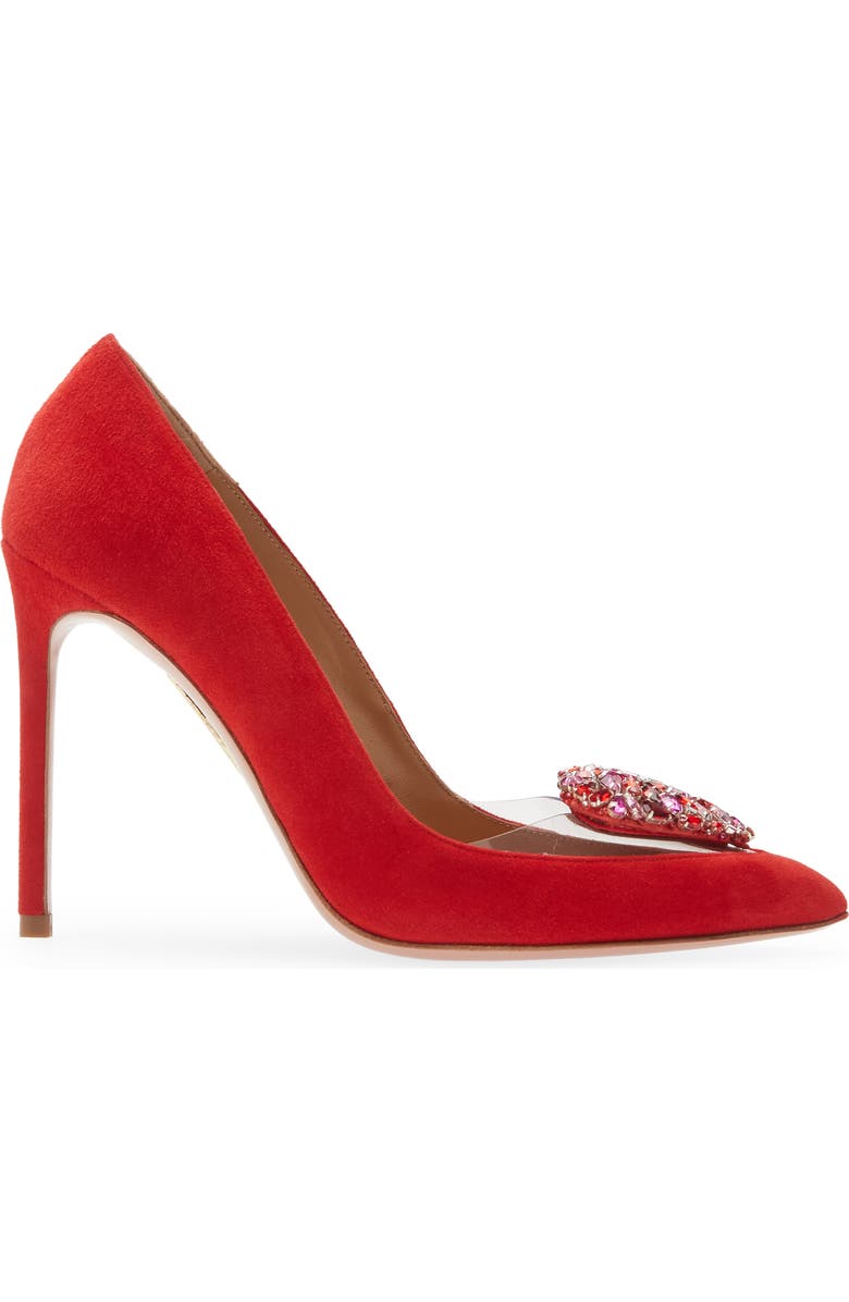 Aquazzura Love Me Pavé Heart Pointed Toe Pump, Alternate, color,