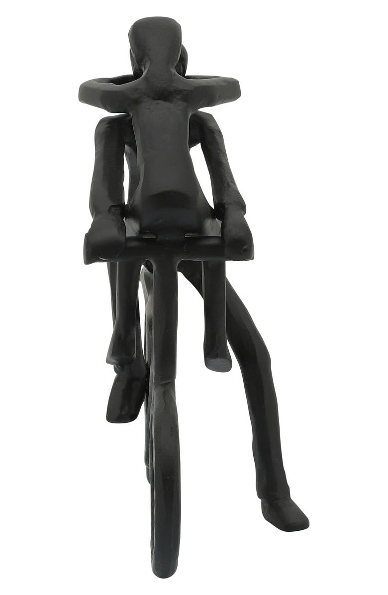 SAGEBROOK HOME Black Metal 10" Couple On Bike Statue, Alternate, color, 