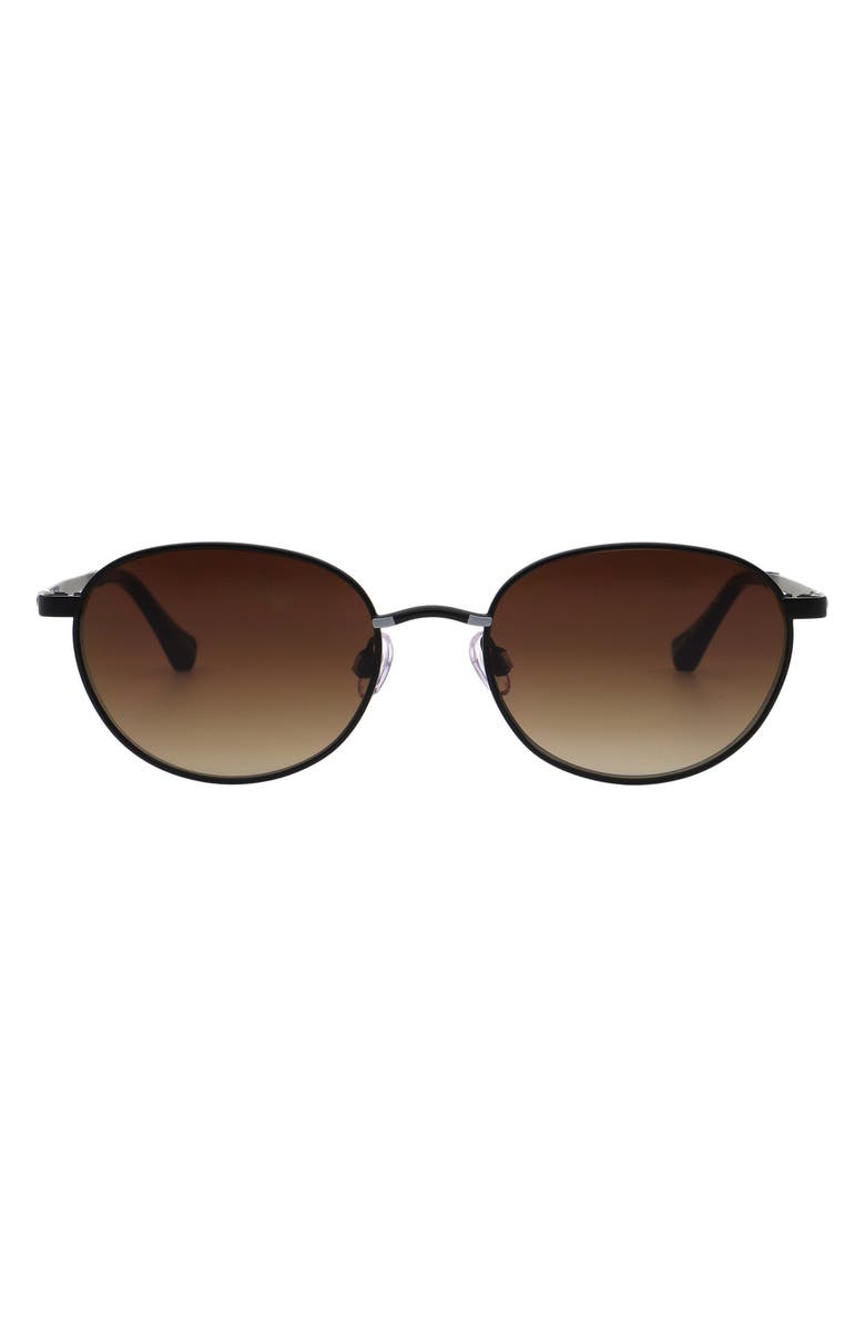 Florence by Mills 51mm Oval Sunglasses, Main, color, Matte Black