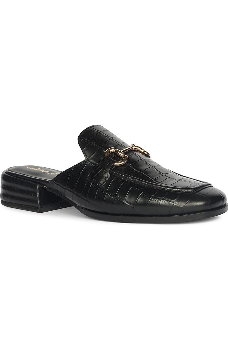 SAINT G Savannah Croc Embossed Mule, Main, color, Black