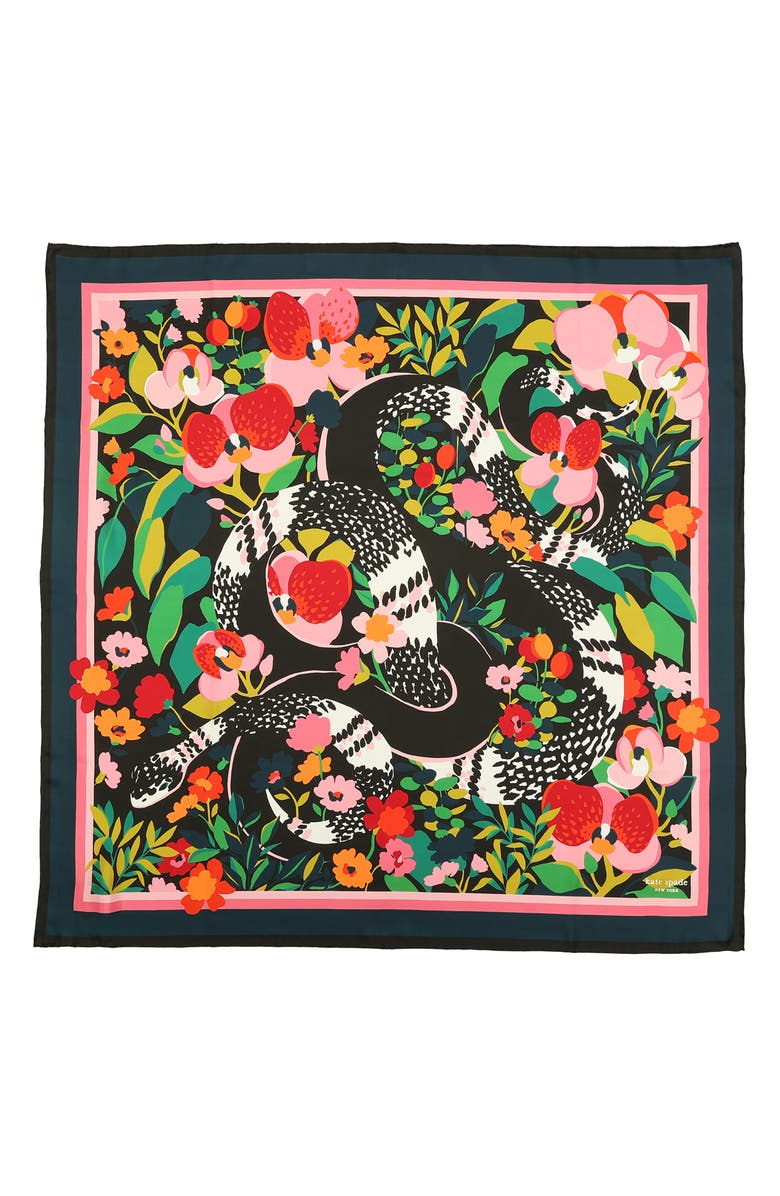 Kate Spade New York garden snake silk square, Alternate, color,