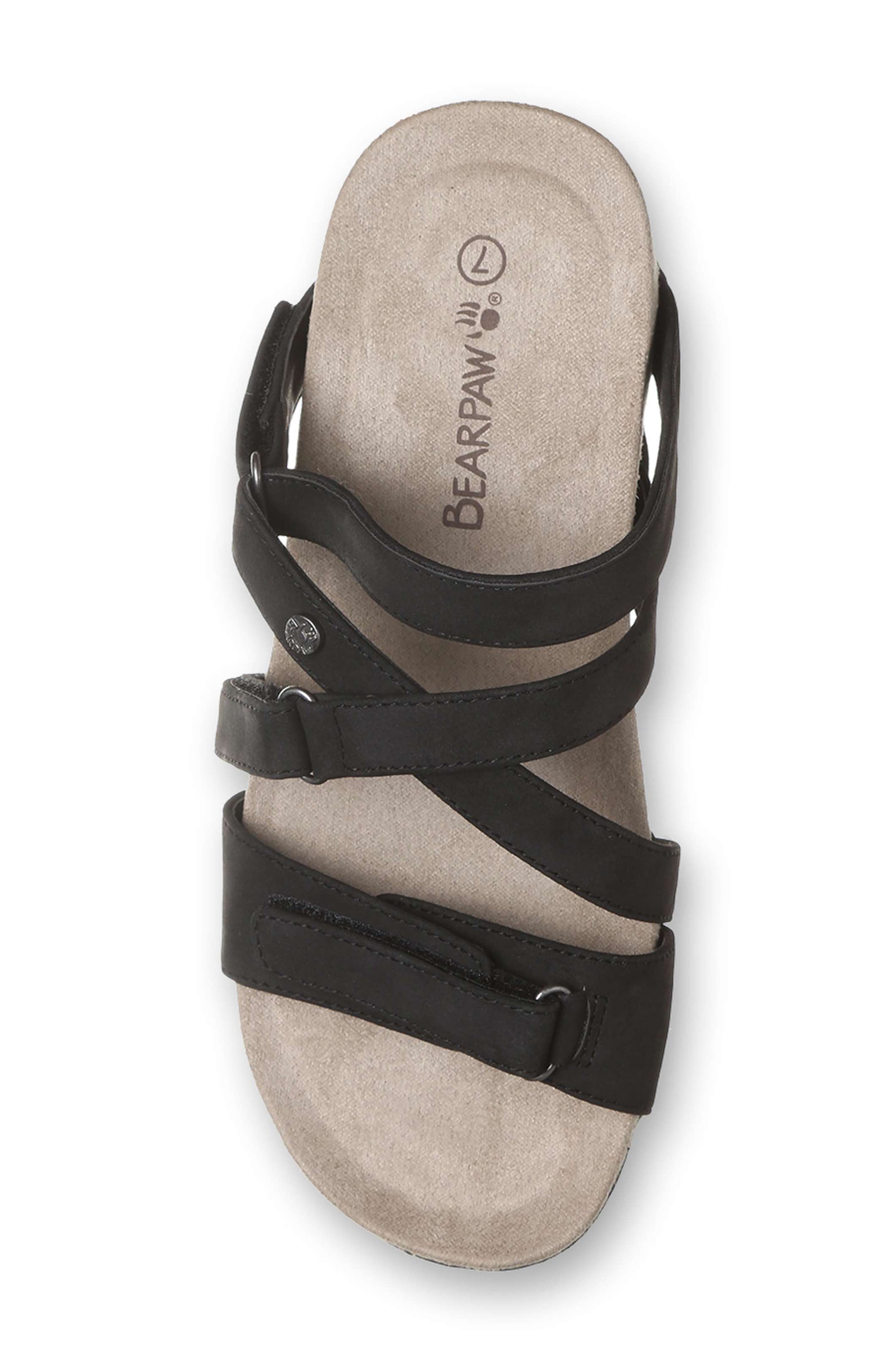 BEARPAW Acacia Faux Leather Slide Sandal, Alternate, color, Black