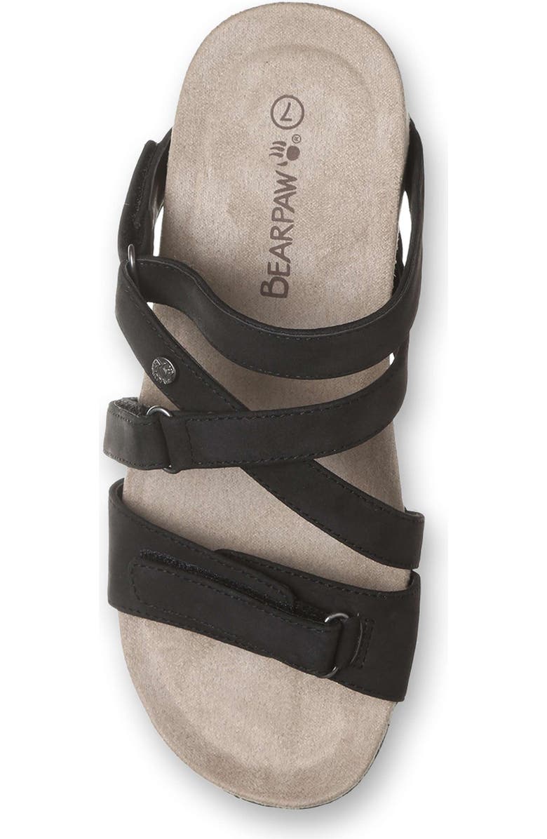 BEARPAW Acacia Faux Leather Slide Sandal, Alternate, color, Black