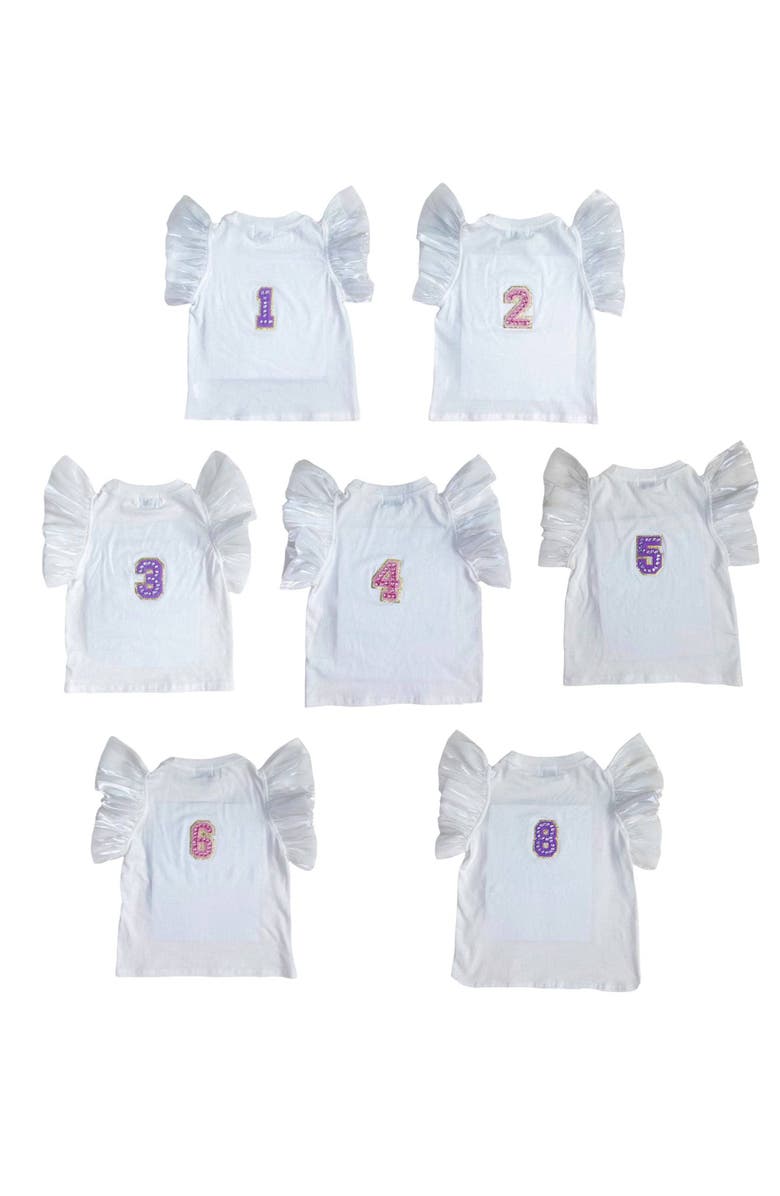 Lola + The Boys Birthday Girl Gem Ruffle Shirt, Alternate, color, White