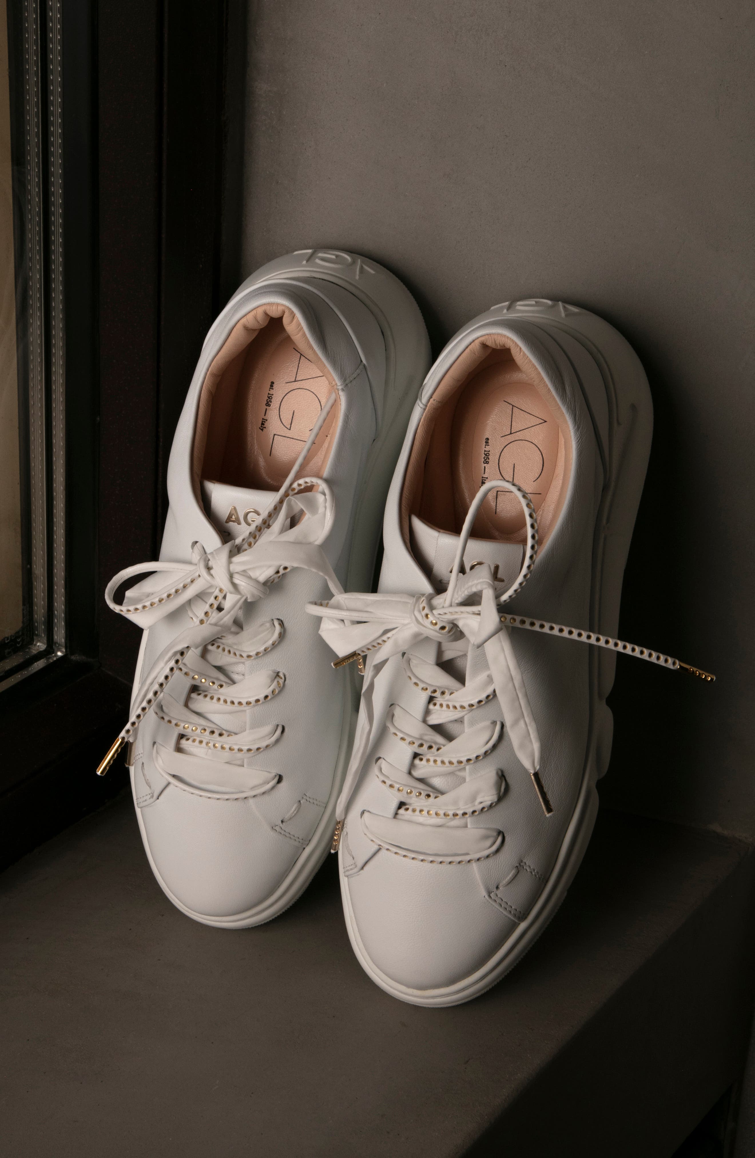 AGL Shiela Leather Chunky Sneaker, Alternate, color, 